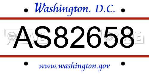AS82658 District Of Columbia License Plate