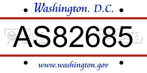 AS82685 District Of Columbia License Plate