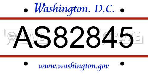 AS82845 District Of Columbia License Plate