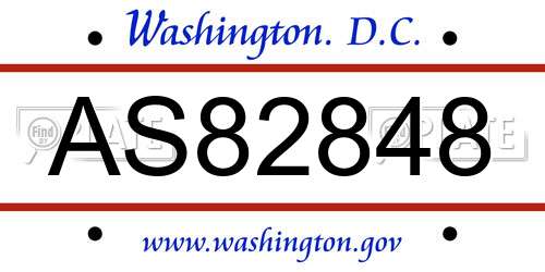 AS82848 District Of Columbia License Plate