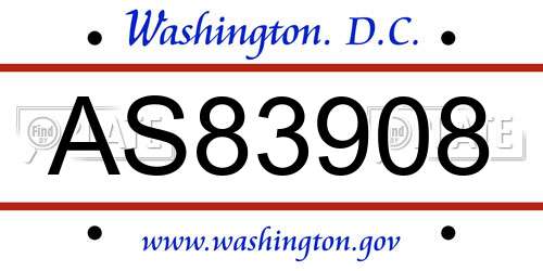 AS83908 District Of Columbia License Plate