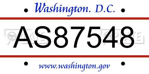 AS87548 District Of Columbia License Plate