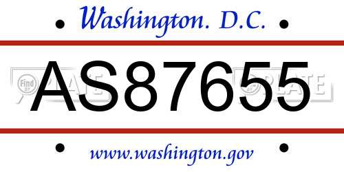 AS87655 District Of Columbia License Plate