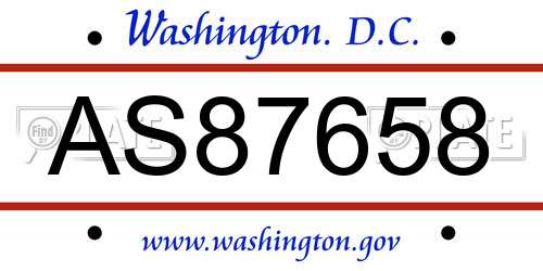 AS87658 District Of Columbia License Plate