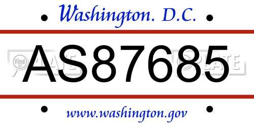 AS87685 District Of Columbia License Plate