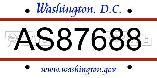 AS87688 District Of Columbia License Plate