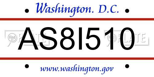 AS8I510 District Of Columbia License Plate