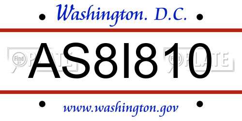 AS8I810 District Of Columbia License Plate