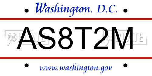 AS8T2M District Of Columbia License Plate