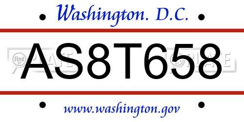 AS8T658 District Of Columbia License Plate