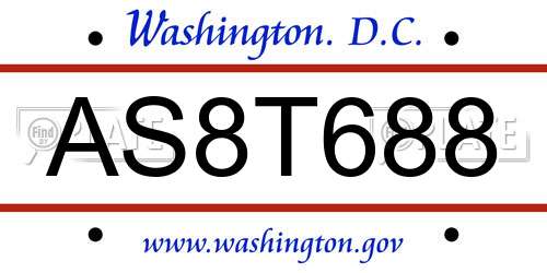 AS8T688 District Of Columbia License Plate