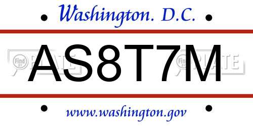 AS8T7M District Of Columbia License Plate