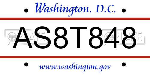 AS8T848 District Of Columbia License Plate