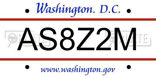 AS8Z2M District Of Columbia License Plate