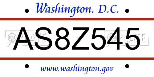 AS8Z545 District Of Columbia License Plate