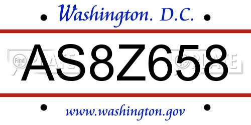 AS8Z658 District Of Columbia License Plate