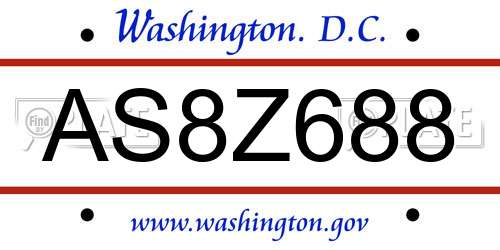 AS8Z688 District Of Columbia License Plate