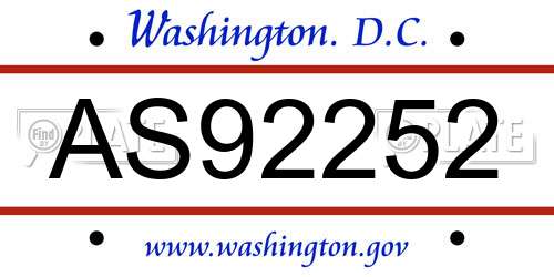 AS92252 District Of Columbia License Plate