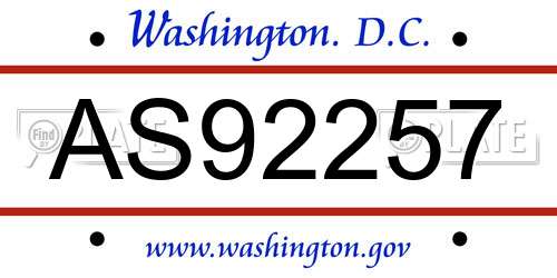 AS92257 District Of Columbia License Plate