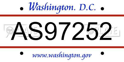 AS97252 District Of Columbia License Plate
