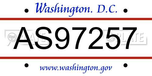 AS97257 District Of Columbia License Plate