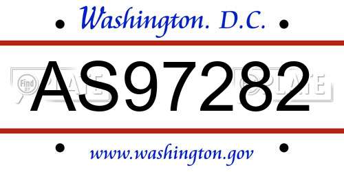 AS97282 District Of Columbia License Plate