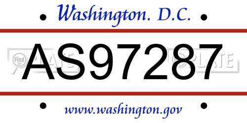 AS97287 District Of Columbia License Plate