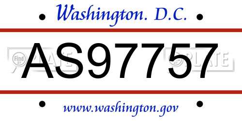 AS97757 District Of Columbia License Plate