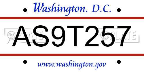 AS9T257 District Of Columbia License Plate