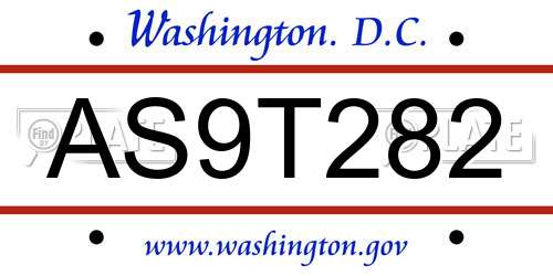 AS9T282 District Of Columbia License Plate