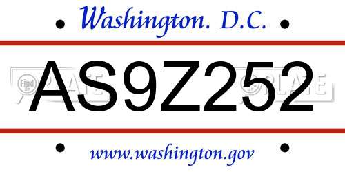 AS9Z252 District Of Columbia License Plate