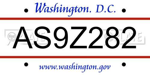 AS9Z282 District Of Columbia License Plate