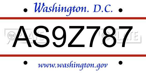 AS9Z787 District Of Columbia License Plate