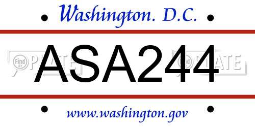 ASA244 District Of Columbia License Plate