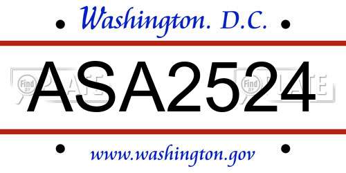 ASA2524 District Of Columbia License Plate