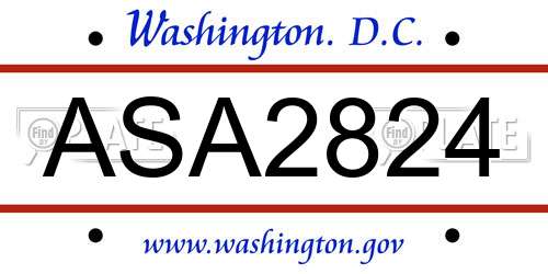 ASA2824 District Of Columbia License Plate