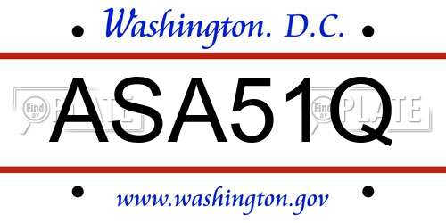 ASA51Q District Of Columbia License Plate