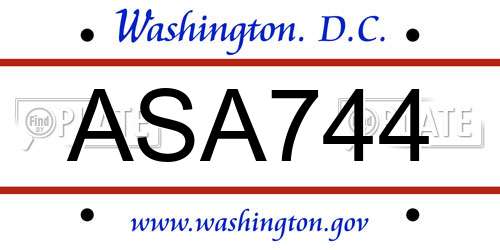 ASA744 District Of Columbia License Plate