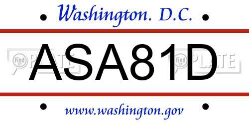 ASA81D District Of Columbia License Plate