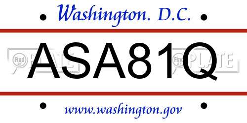 ASA81Q District Of Columbia License Plate
