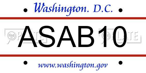 ASAB10 District Of Columbia License Plate