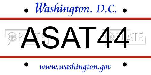 ASAT44 District Of Columbia License Plate