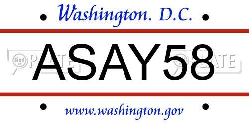 ASAY58 District Of Columbia License Plate