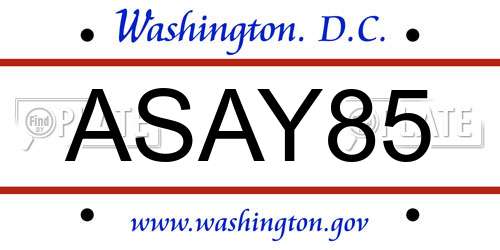ASAY85 District Of Columbia License Plate