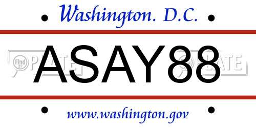 ASAY88 District Of Columbia License Plate