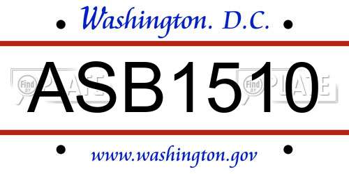 ASB1510 District Of Columbia License Plate
