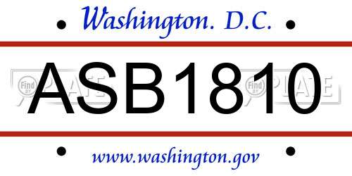ASB1810 District Of Columbia License Plate