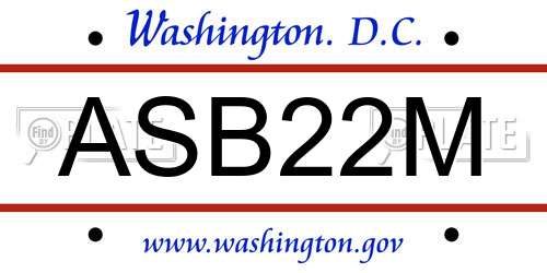 ASB22M District Of Columbia License Plate