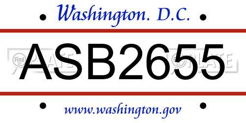 ASB2655 District Of Columbia License Plate