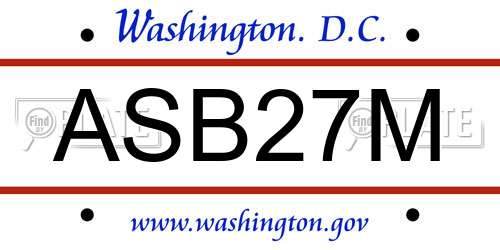 ASB27M District Of Columbia License Plate
